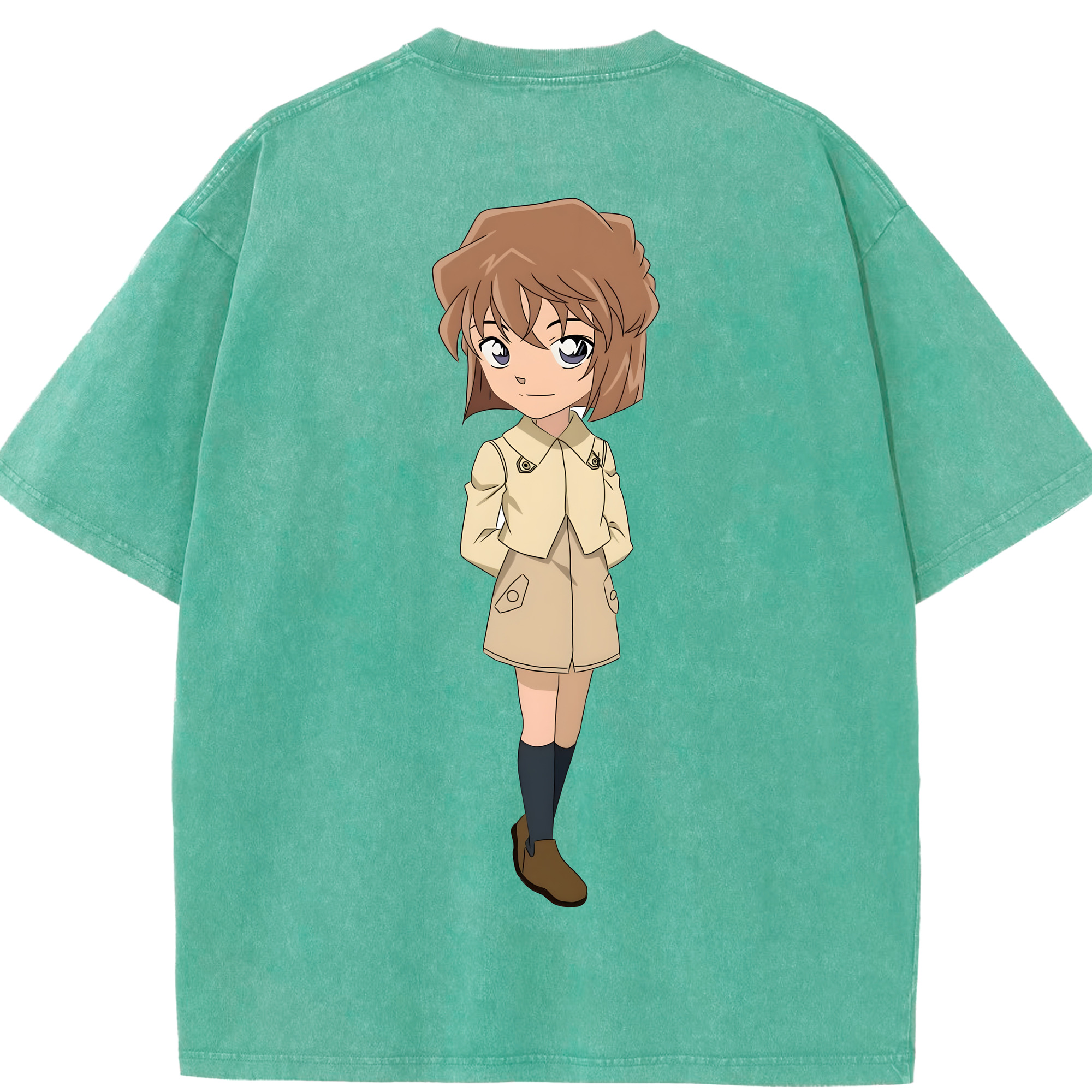 （画像用） 名探偵コナン 灰原 哀 はいばら あい Detective Conan Anita Hailey、Vi Graythorn Haibara Ai 綿100% ヴィンテージ風 半袖Tシャツ（背面プリント）